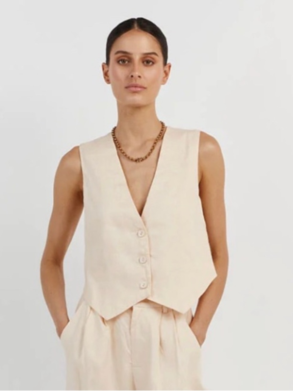DISSH Winona 100% Linen Vest Small Cream